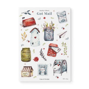 Got Mail Sticker Sheet, Snail Mail, Happy Mail Stickers, Journaling Stickers, Planner Stickers, Scrapbook stickers