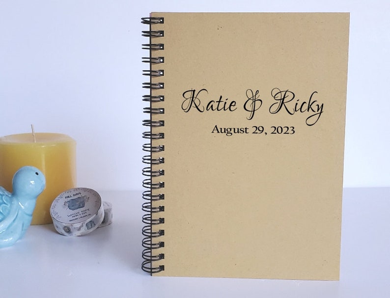 Personalized Notebook, Custom Names & Wedding Date Notebook, Anniversary Gift for Couple, Wedding Notebook, Couples Diary, WN1 image 2