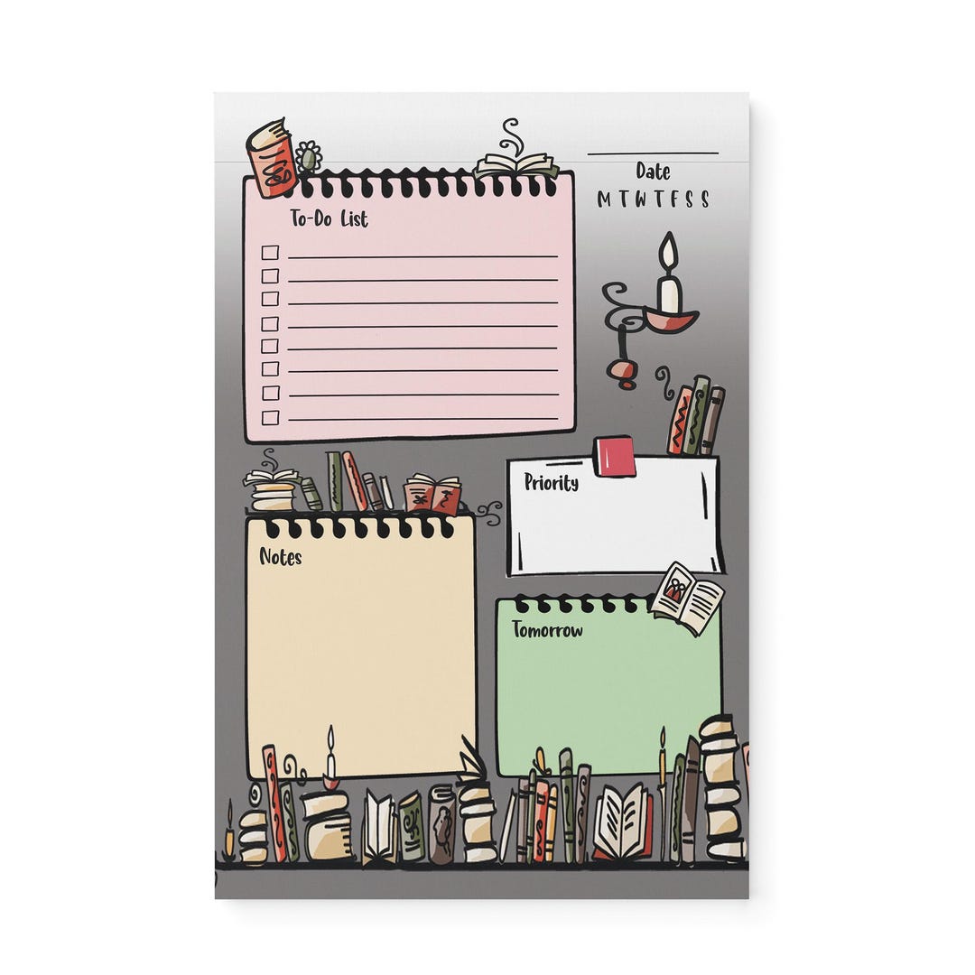 Daily Planner Notepad, Bookshelf Note Pad, Undated Planner Notepad ...