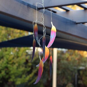 Metal Wind Chimes Stainless Steel Rainbow Coloured Decorative Eucalypt Leaf image 4