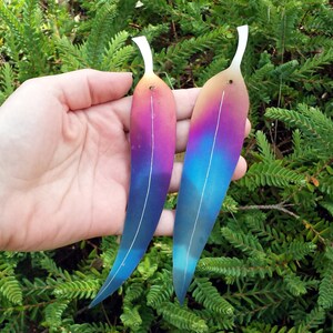 Metal Wind Chimes Stainless Steel Rainbow Coloured Decorative Eucalypt Leaf image 3