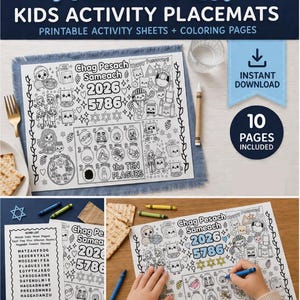 Podkładka z aktywnościami dla dzieci na Seder Paschalny do druku | Karta aktywności Dziesięć Plag | Pesach 2026