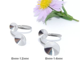 Stainless Steel Double Rivoli Ring Base (8-12mm)