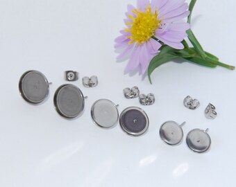 12mm Stainless Steel Stud Caboshon Earring blanks