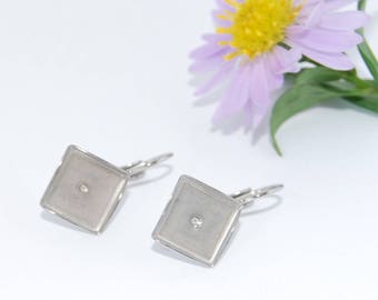 Stainless Steel French Clip Earring Blanks Diamond Shape 10x10mm