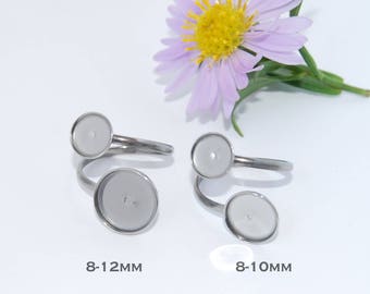 Stainless Steel Double Cabochon Ring Base (8-10mm)