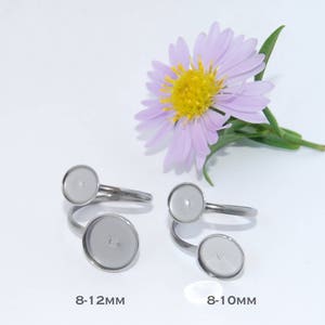 Stainless Steel Double Cabochon Ring Base 8-10mm image 1