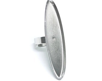 Stainless steel ring blank with 15x55 mm mm almond eye shape tray