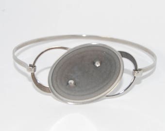Stainless Steel Bangle Bracelet Blanks with oval tray 22x30 mm