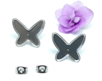 Stainless Steel Stud Butterfly Earring Blank