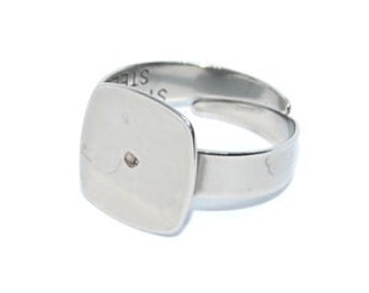 Stainless Steel Glue On Flat Pad Ring Base (13x13mm)