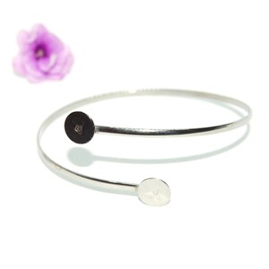 Stainless Steel Adjustable Bangle Bracelet Blanks with Glue on Flat Pad