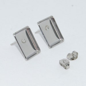 Stainless Steel Stud Earring Blanks Rectangular 9x14mm