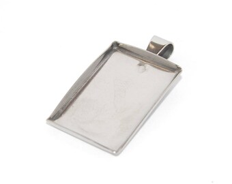 Stainless Steel Caboshon Pendant Tray Blanks Rectangular 16x24 mm