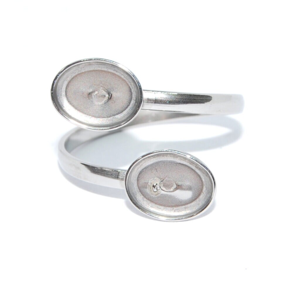Stainless steel ring with double oval tray blanks