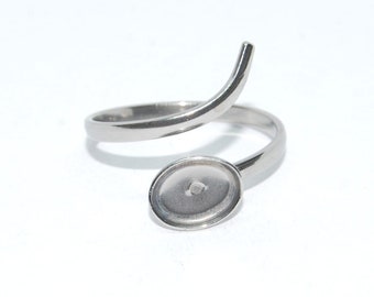 Stainless steel snake ring with oval tray blanks