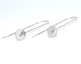 Stainless Steel earring hook blank with flat pad