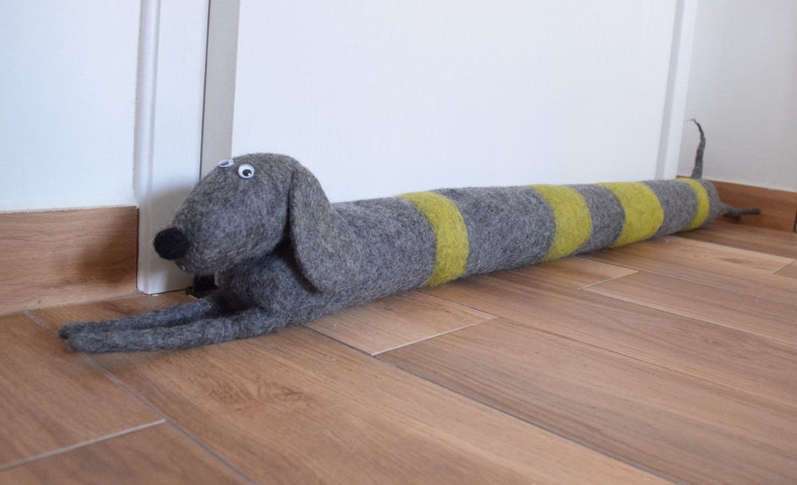 Felted striped dog draft stopper sausage dog dachshund Etsy