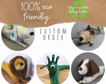 100% Eco friendly CUSTOM made felted door drafter - CUSTOMIZE your own draft stopper! - fully recyclable, biodegradable materials