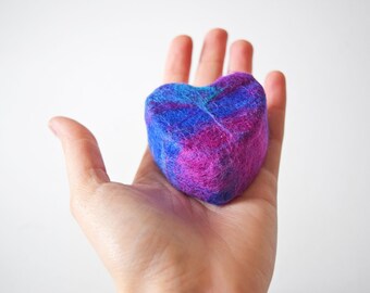 Heart shaped felted soap "GALAXY" - multicolor "galaxy" pattern