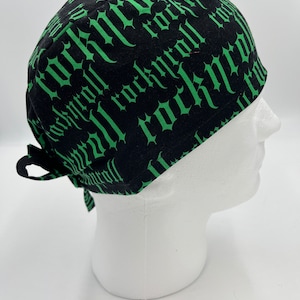 Rock N Roll, Unisex Scrub Hat,Surgical Caps,Elastic & Tie back for great fit.