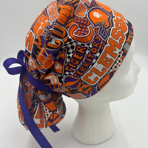 Clemson Tigers Pop art, Choice of Styles,Surgical Caps,Elastic and Tie back for Great Fit,Choice of Tie Color