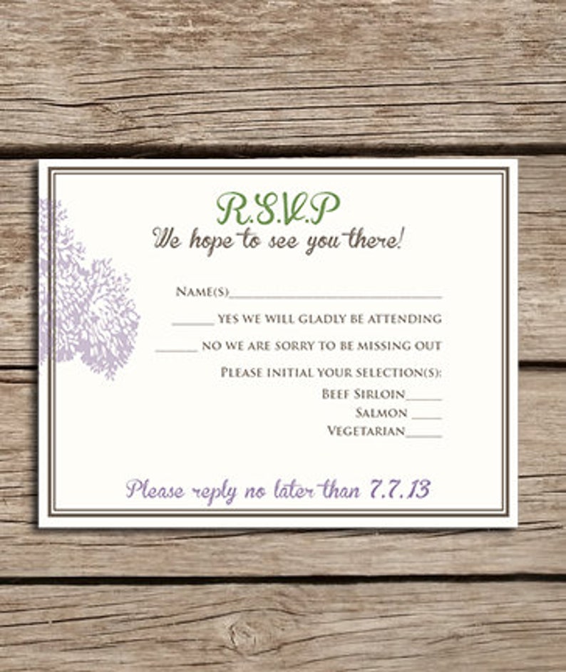Wedding Nature Many color options Downloadable File Printable Made to order Tree Wedding Invitation /& RSVP