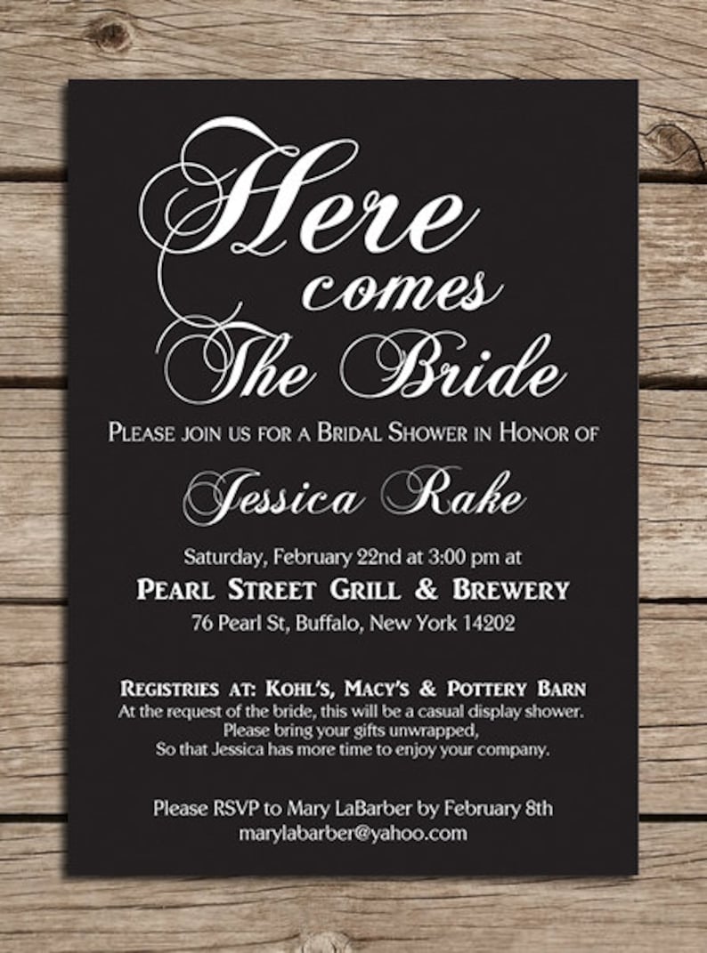 Printable Bridal Shower Invitation Many color options Downloadable File Wedding Made to order