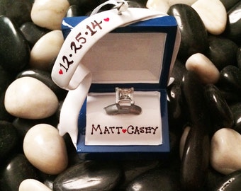 Personalized Engagement Ring Ornament, Holiday Gift, Engagement GIft, Holiday Proposal, Gift for Engaged Couples, Ring Ornament, Wedding