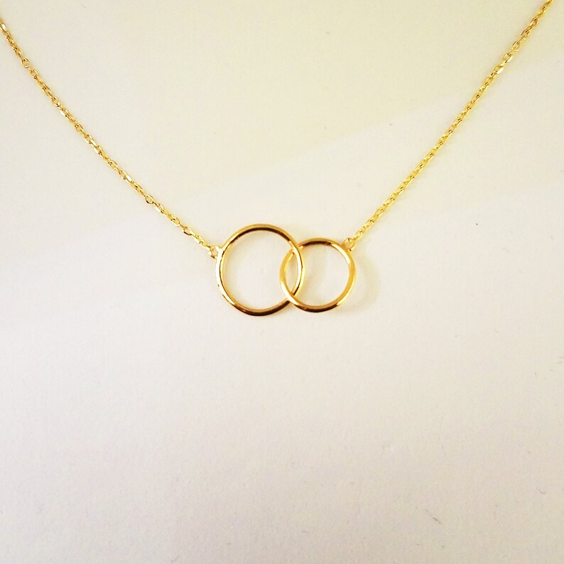 14k Solid Gold Circle Necklace Infinity Love Necklace With Etsy