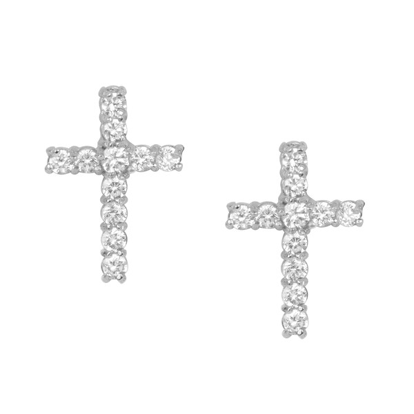 Sign of Faith Stud Earrings in Sterling Silver Sign of Faith Stud Earrings in Sterling Silver