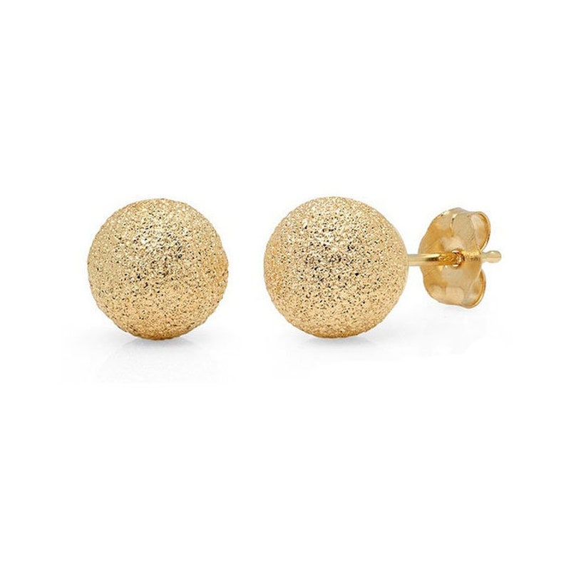 14K Solid Yellow Gold Laser Cut Ball Push Back Stud Earring Multiple