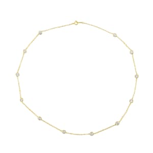 14k Solid White/Yellow/Rose Gold Bezel Simulated Diamond By The Yard Station Necklace 16&quot; -42&quot;