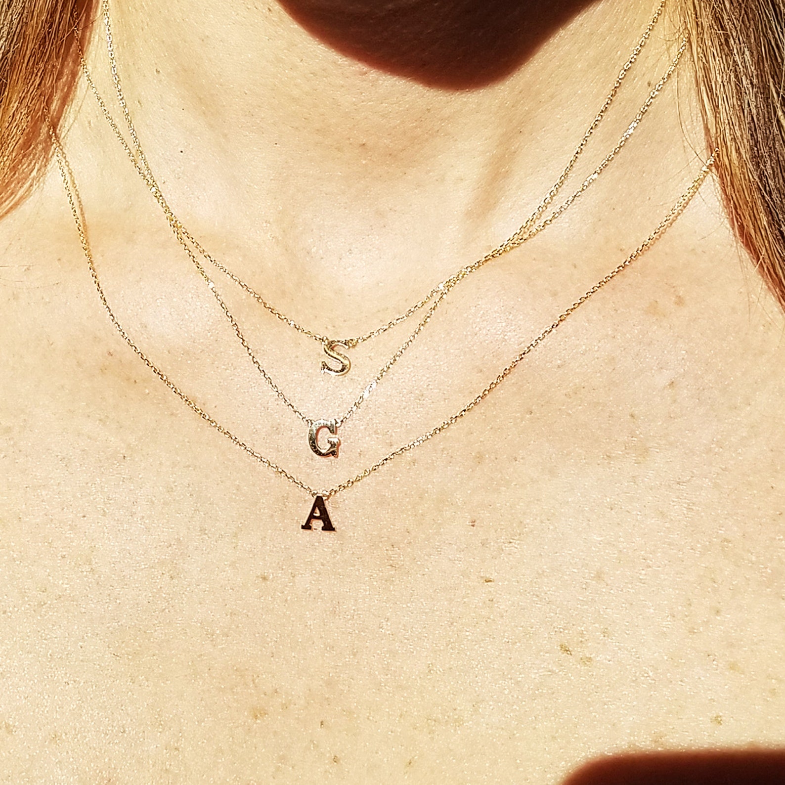 14k Solid Gold Initial Necklace Minimal Initial Necklace Etsy