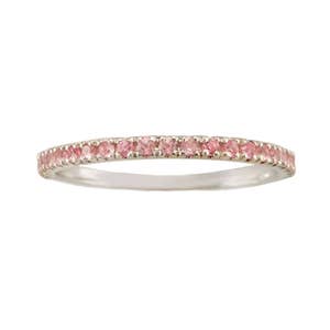 0.39ct Genuine Pink Sapphire 14k White Solid Gold Full Eternity Stackable Wedding Band
