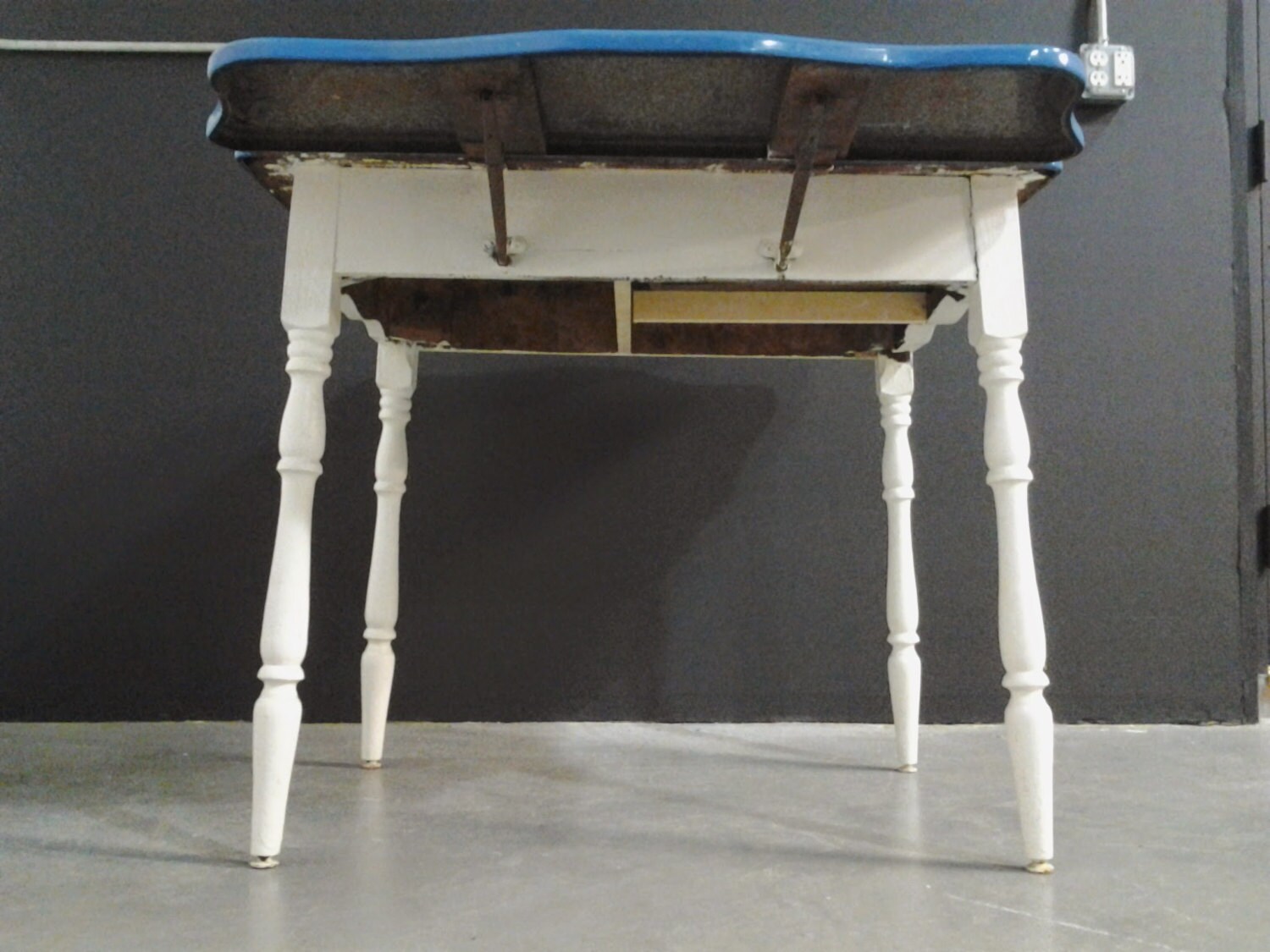 Vintage 1940s Blue Enamel Kitchen Table Drop Leaf with Etsy