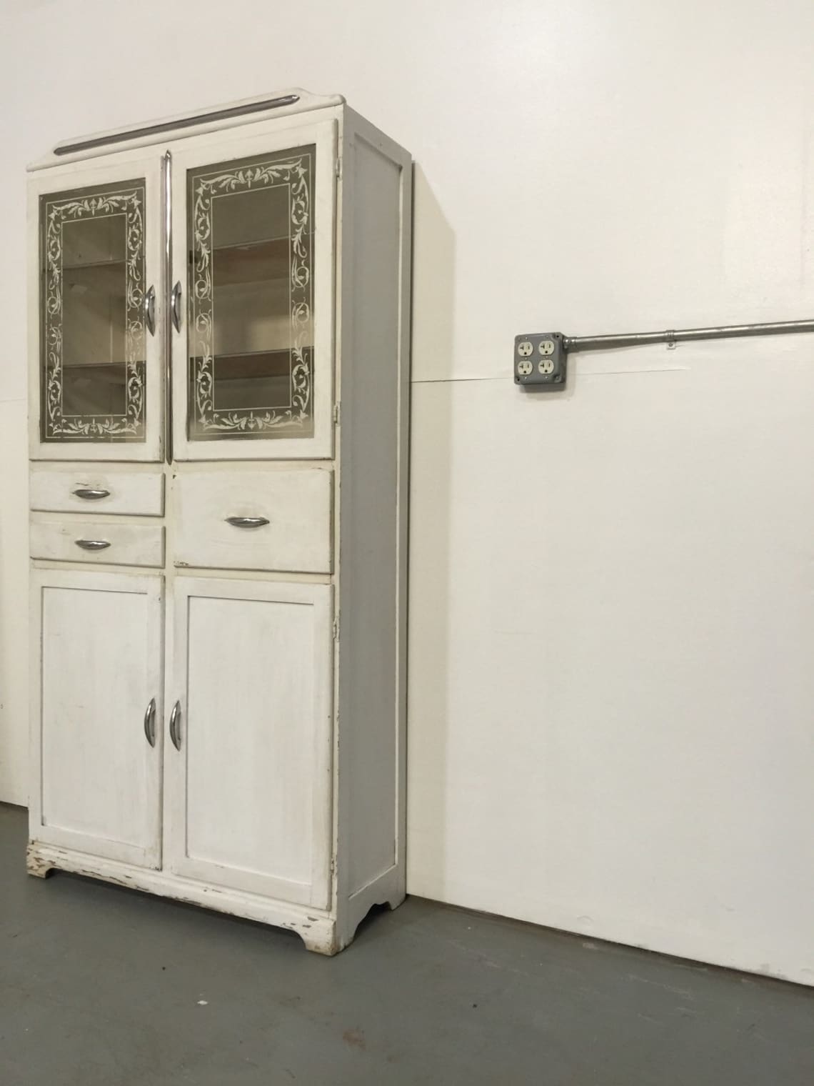 Vintage 1940s Tall Medicine Glass Doors White Etsy