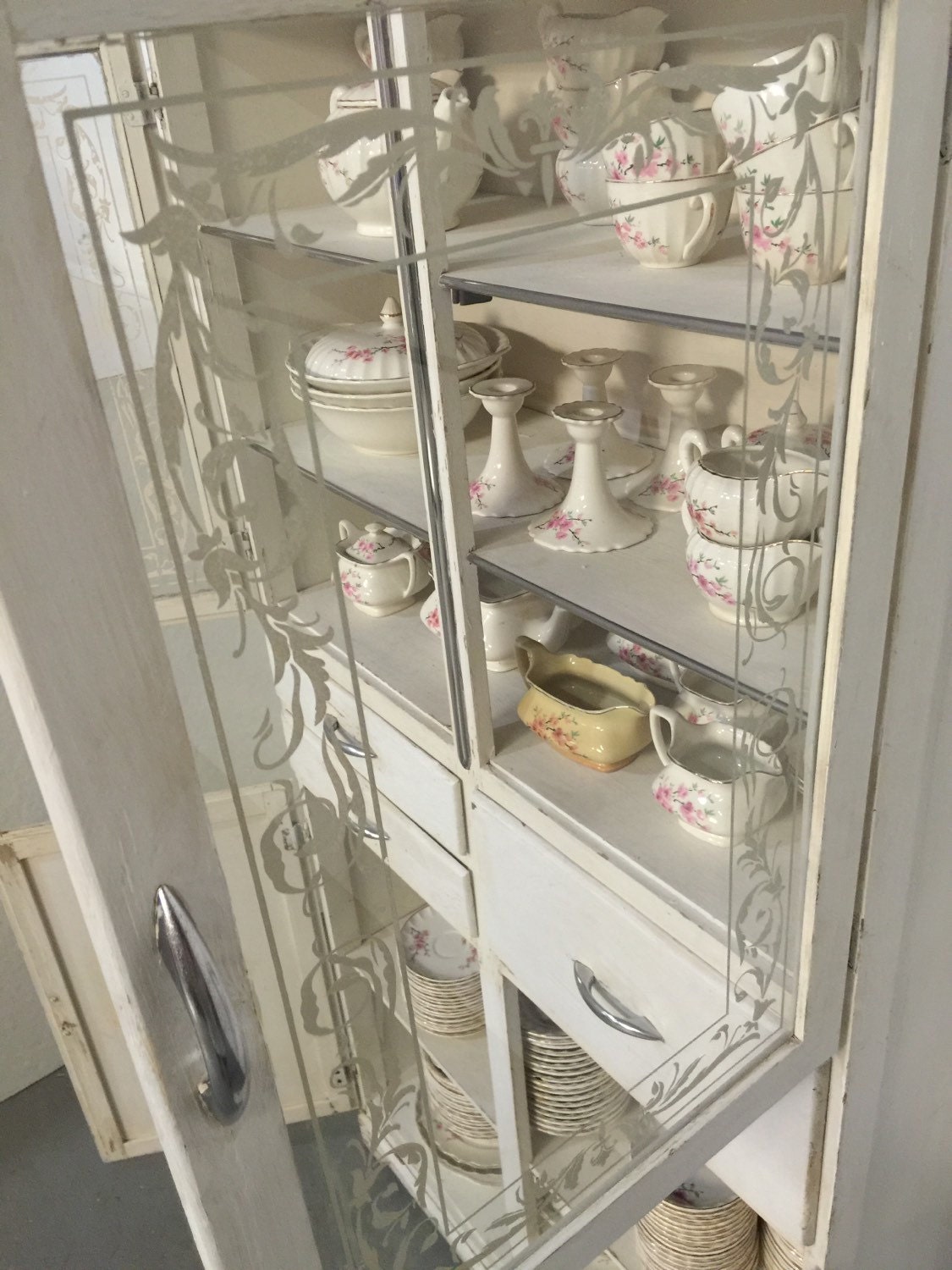 Vintage 1940s Tall Medicine Glass Doors White Etsy