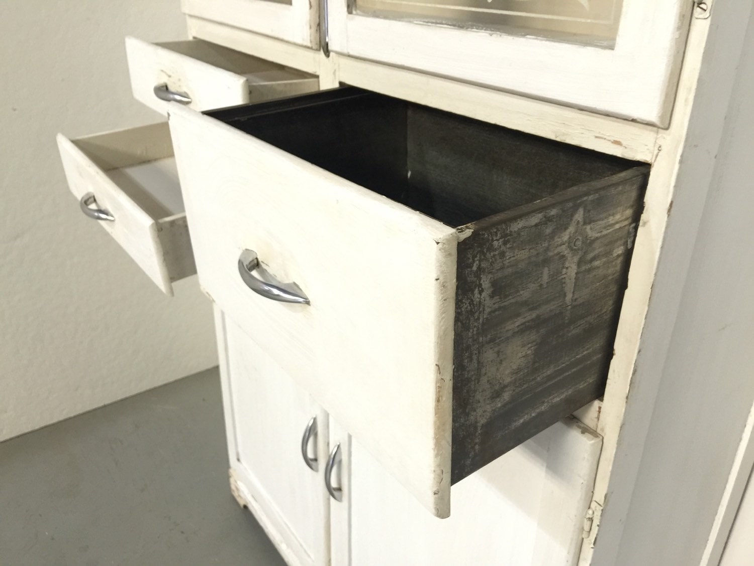 Vintage 1940s Tall Medicine Glass Doors White Etsy