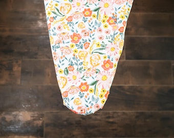 Orange Floral Ironing Board Cover, custom ironing board cover, personalized gift idea, birthday gift, gift for women, custom gift idea