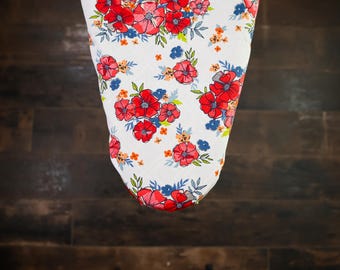 Red Floral Ironing Board Cover, custom ironing board cover, personalized gift idea, birthday gift, gift for women, custom gift idea