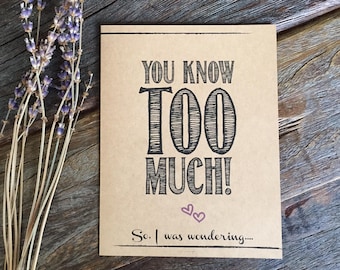 Funny Bridesmaid propuesta dama de honor dama de honor rústica dama de honor invite.You know too much! Cómo preguntar fiesta nupcial.señora de honor, Matrona de honor