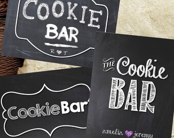 Cookie Bar Sign.  Rustic Dessert Sign. Cookie Buffet. Wedding, Showers, Engagement, Birthday Party Chalkboard Signs.  Cupcakes.Customizable.
