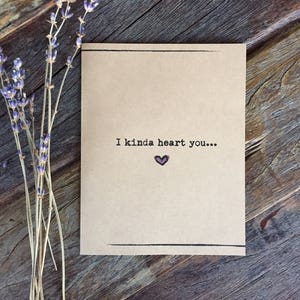 Saint-Valentin carte amour carte d’anniversaire que j’aime vous carte j’ai un peu de coeur vous... comme beaucoup. Carte de jour mariage de Kraft rustique Card.Valentine.