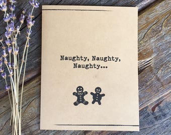 Naughty Christmas Card. Funny Holiday Card  Naughty Holiday Boyfriend Girlfriend Card Husband Wife Card Fiance Card. Love holiday card