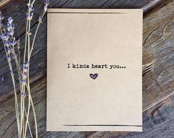 Tarjeta de cumpleaños Tarjeta de novio tarjeta de San Valentín que un poco corazón usted.. como mucho. Kraft Rustic Card. Día de San Valentín Te amo tarjeta