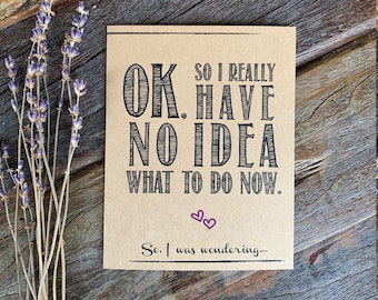 Divertida tarjeta de propuesta de dama de honor: No tengo ni idea de qué hacer ahora