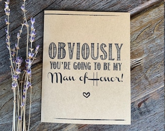 Tarjeta de propuesta de matrimonio divertida para hombre de honor: papel kraft para dama de honor gay