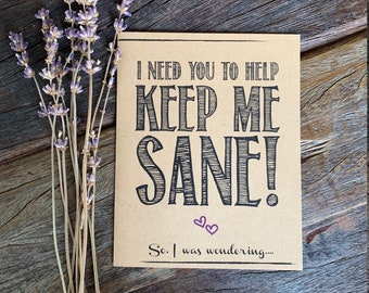 Tarjeta de propuesta de dama de honor divertida: Mantenme sensata - Dama de honor