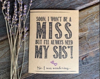 Tarjeta de propuesta para dama de honor: divertida tarjeta de papel kraft para dama de honor